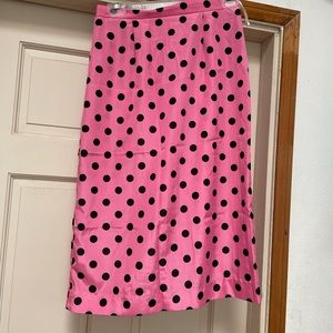 Vintage 1980s Pink Black Polka Dot Skirt Small-27”